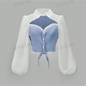 2-Toned Laced Up Cropped Top